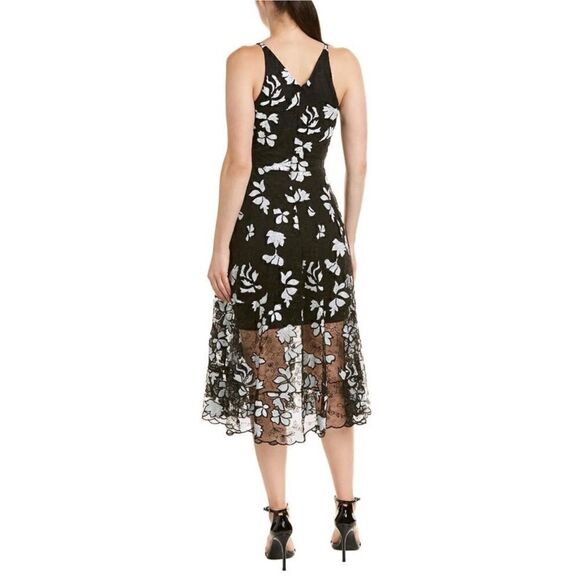 Dress the Population Audrey Plunge Neck Lace Overlay Midi Dress, Size Medium - Picture 6 of 16